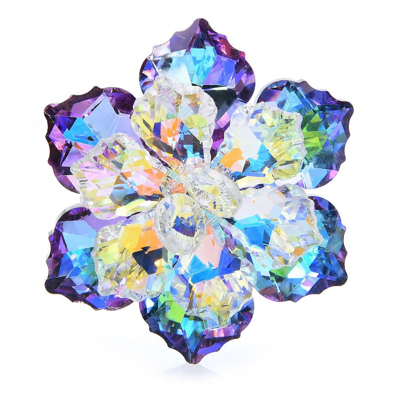 Shining glass flower brooches