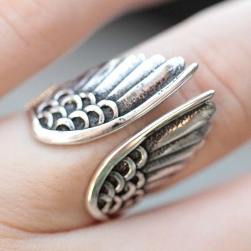 Unisex Wing Ring - Metal Feather Design - Symbolic Spiritual Jewelry