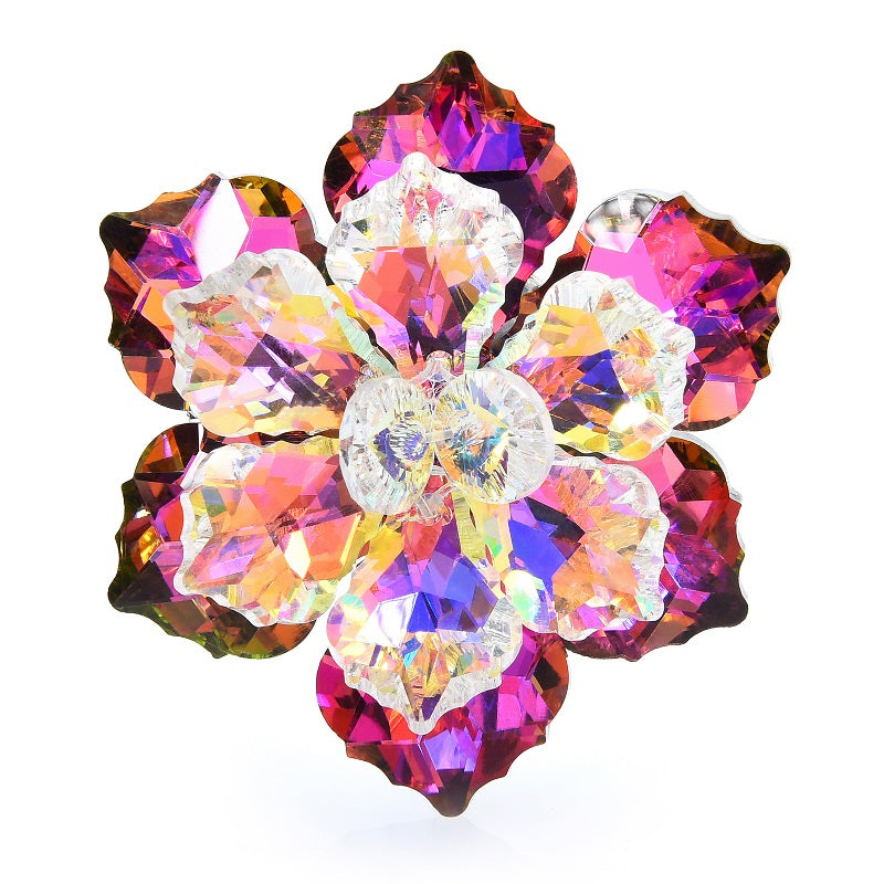 Shining glass flower brooches
