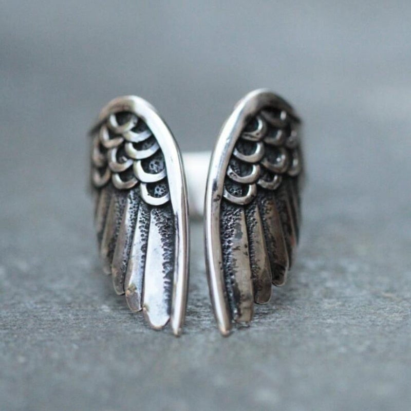 Unisex Wing Ring - Metal Feather Design - Symbolic Spiritual Jewelry