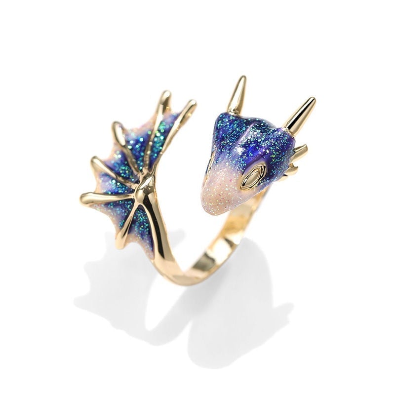 Unisex Dragon Ring - Gold Tone Metal - Fantasy-Inspired Statement Jewelry