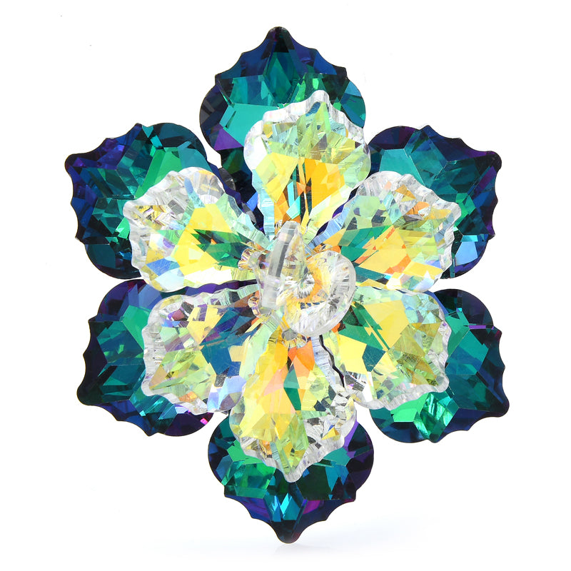 Shining glass flower brooches