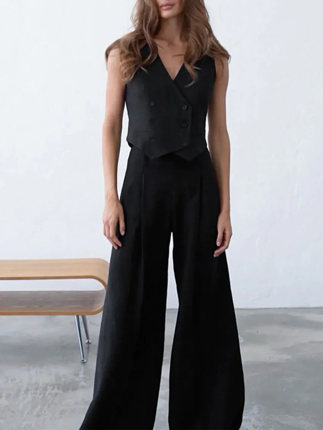 Océane® | Minimalist Style Linen Vest & Pants Matching Set