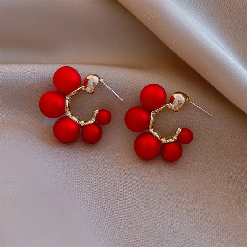 Luxury red pearl earrings