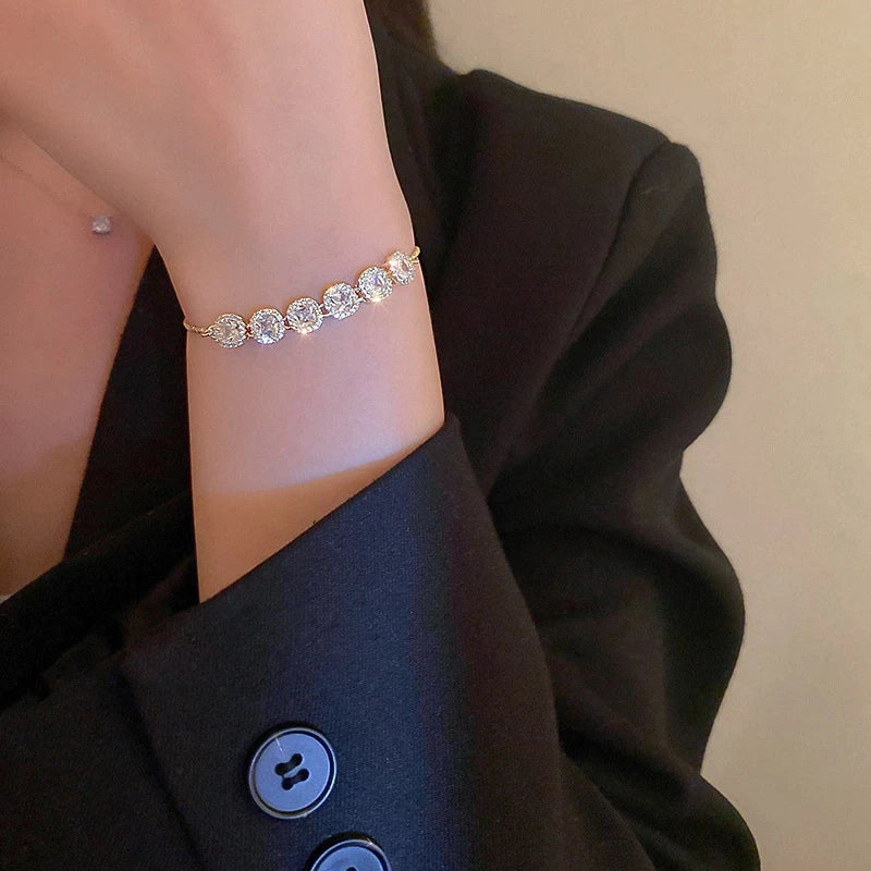 Luxury gold bracelet with sparkling crystals