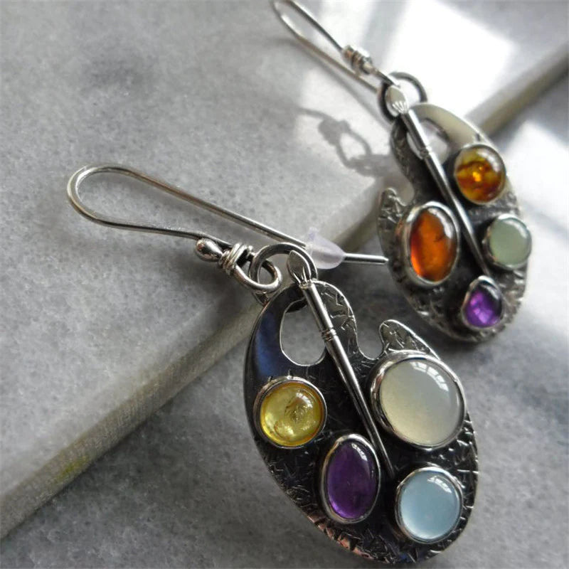 Multicolor gemstone drop earrings