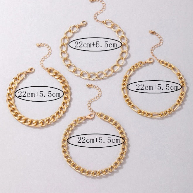 Women’s Anklet Set - Layered Chain Design - Adjustable Fit - Trendy Metal Accessory