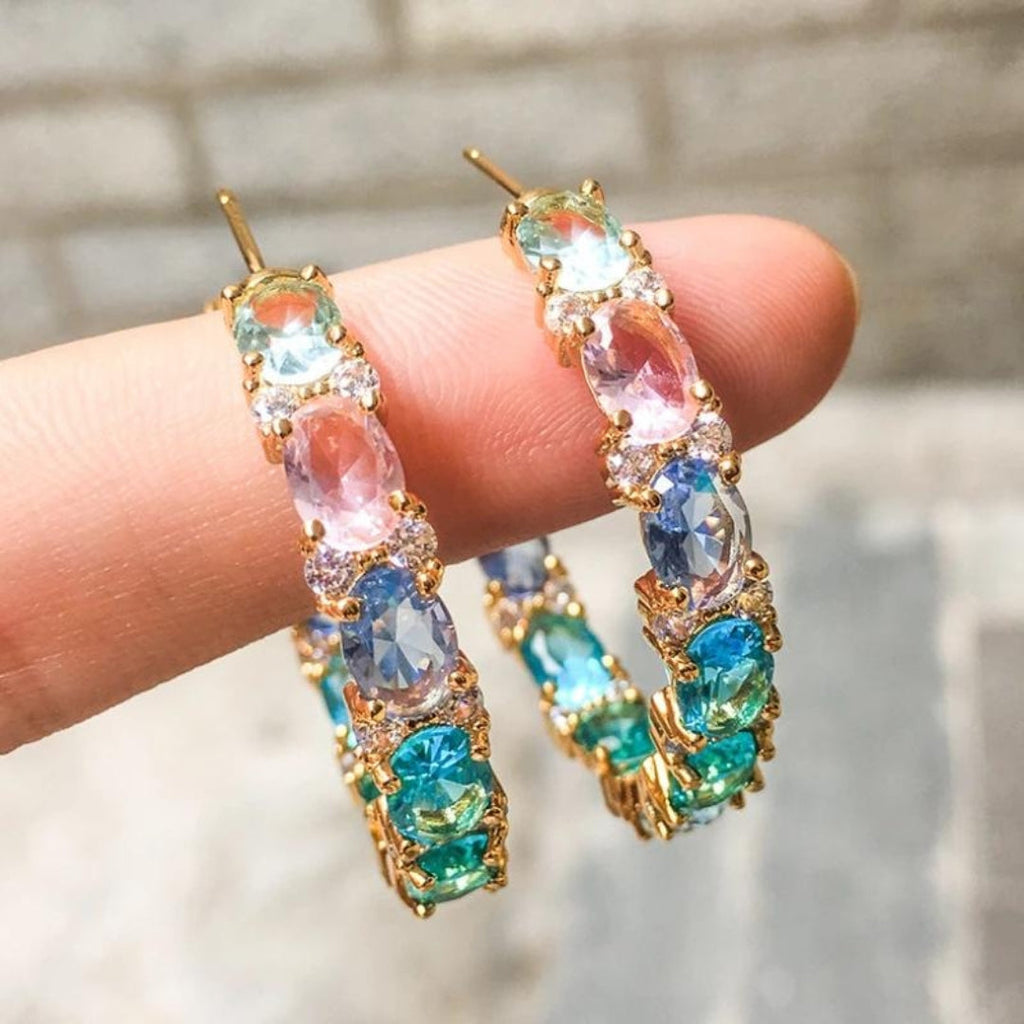 Radiant multicolored zirconia earrings