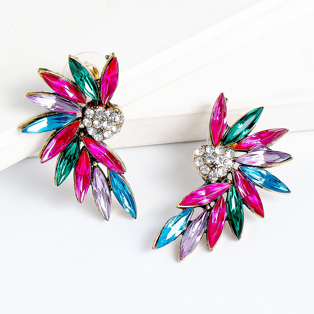 Multicolor heart wings earrings