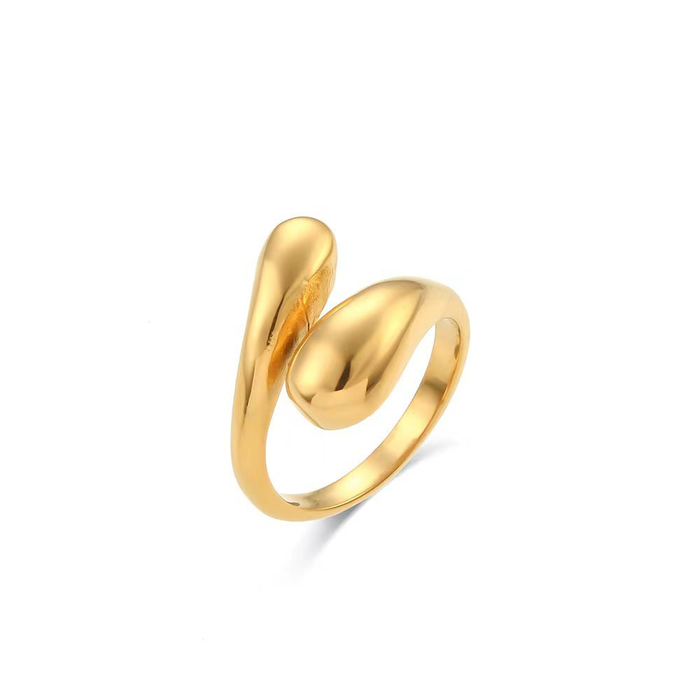 Malie - double ball beads stainless steel ring