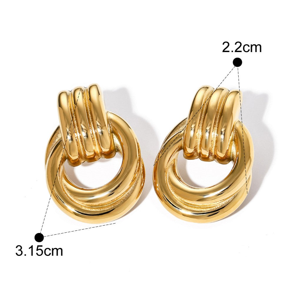 Maka - chunky double hoop stainless steel stud earrings