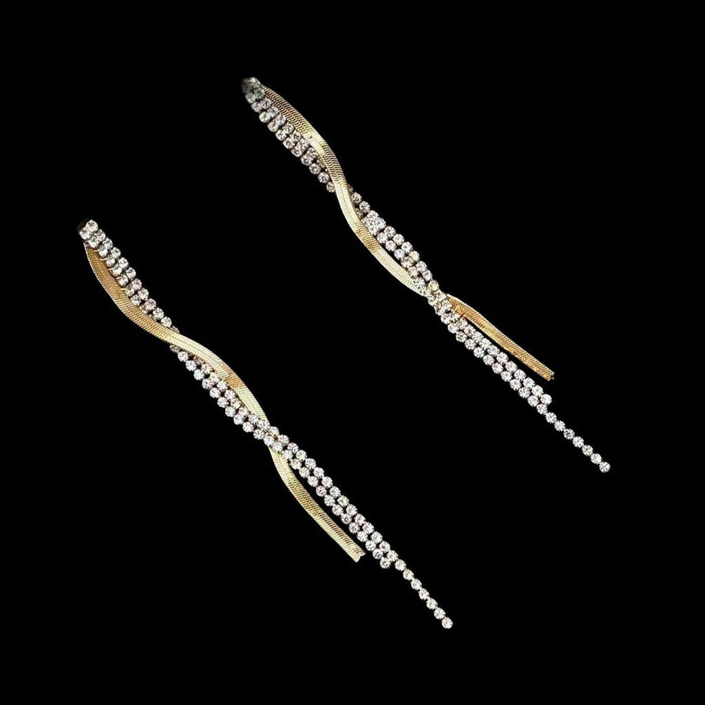 Ricci - long diamond-studded tassel earrings