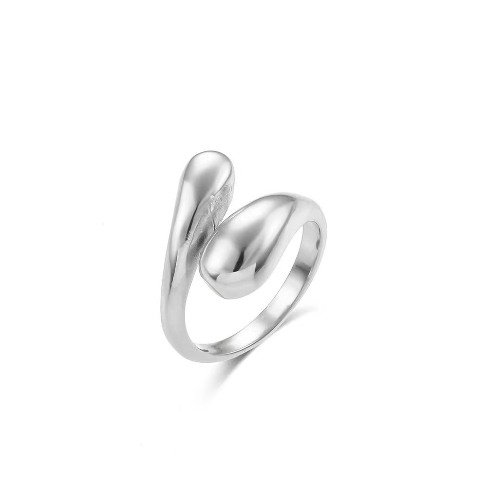 Malie - double ball beads stainless steel ring
