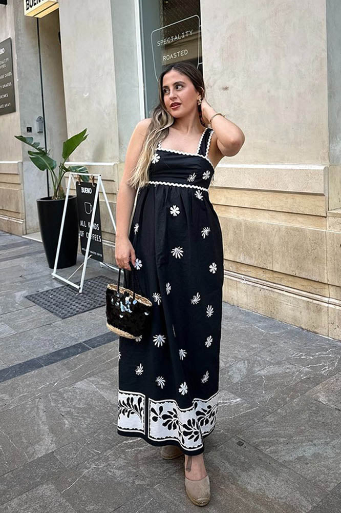 Floral print suspender dress
