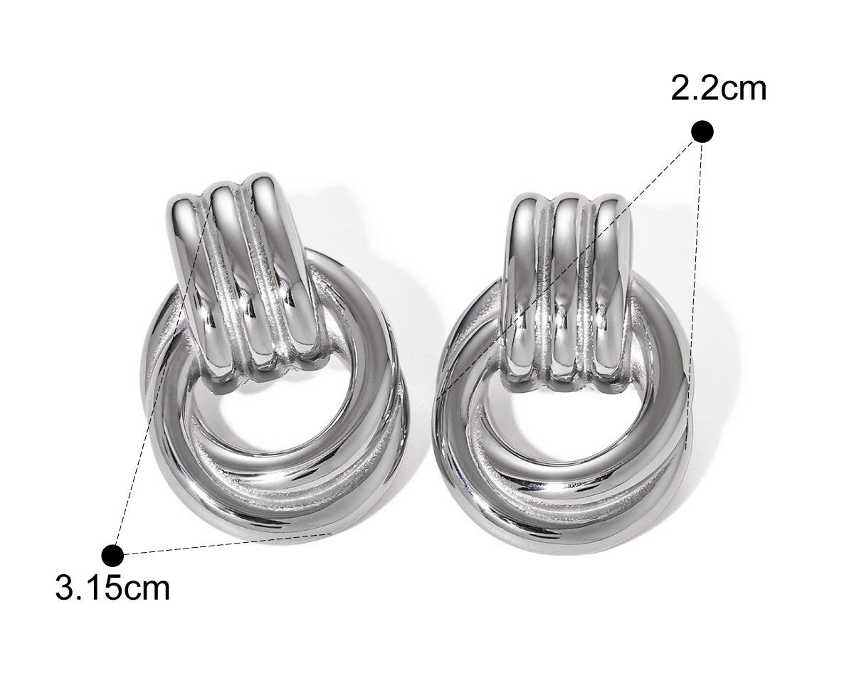 Maka - chunky double hoop stainless steel stud earrings