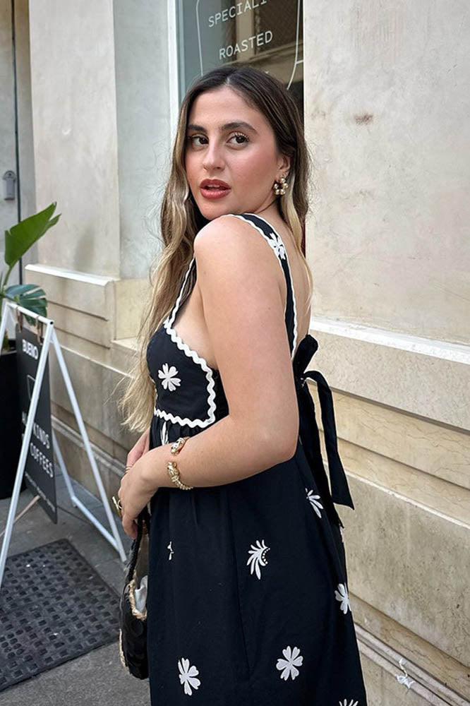 Floral print suspender dress