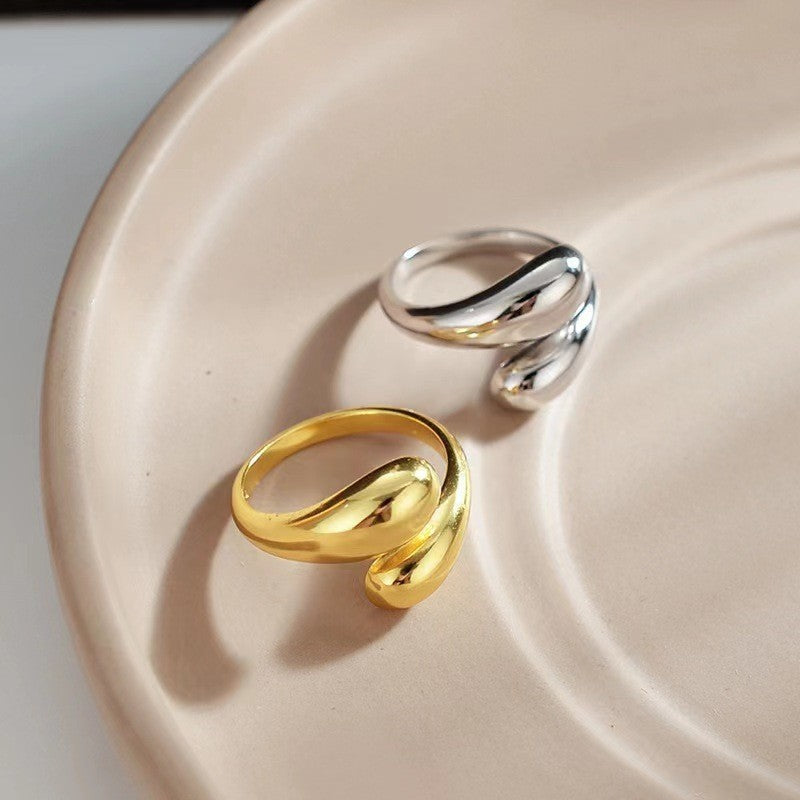 Malie - double ball beads stainless steel ring
