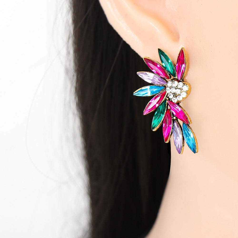 Multicolor heart wings earrings