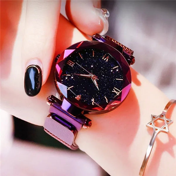 Ambern™ Starry Elegance Watch – Magnetic Mesh Quartz Dress Watch