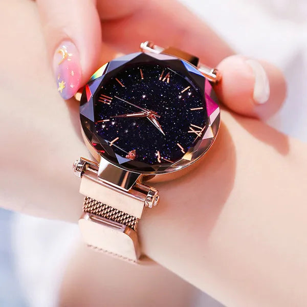 Ambern™ Starry Elegance Watch – Magnetic Mesh Quartz Dress Watch