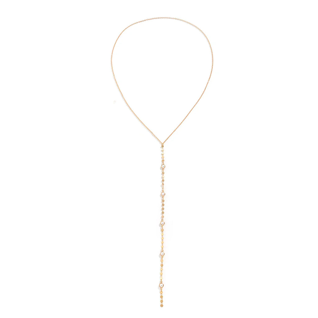 Modern y-shaped tassel necklace with diamond accents