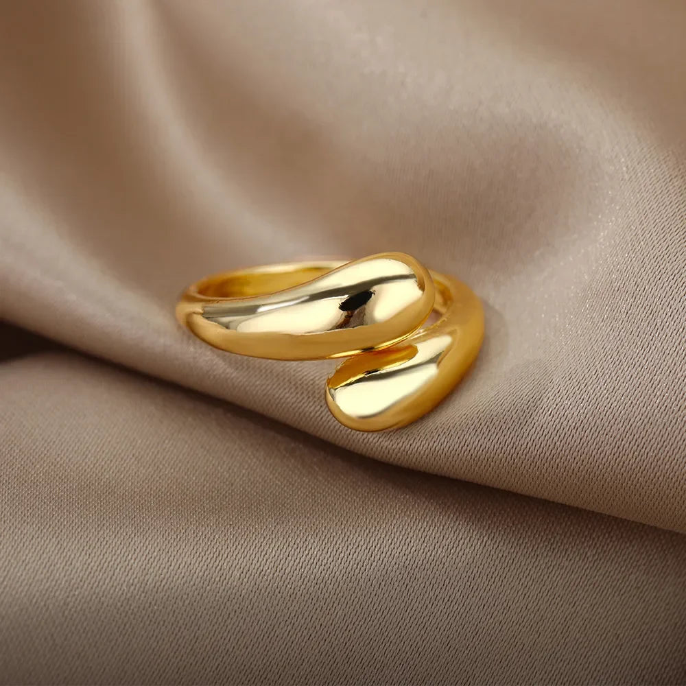 Malie - double ball beads stainless steel ring