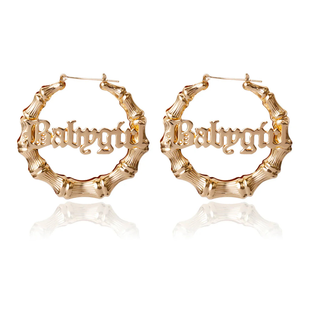Women's bamboo "babygirl" hoop earrings