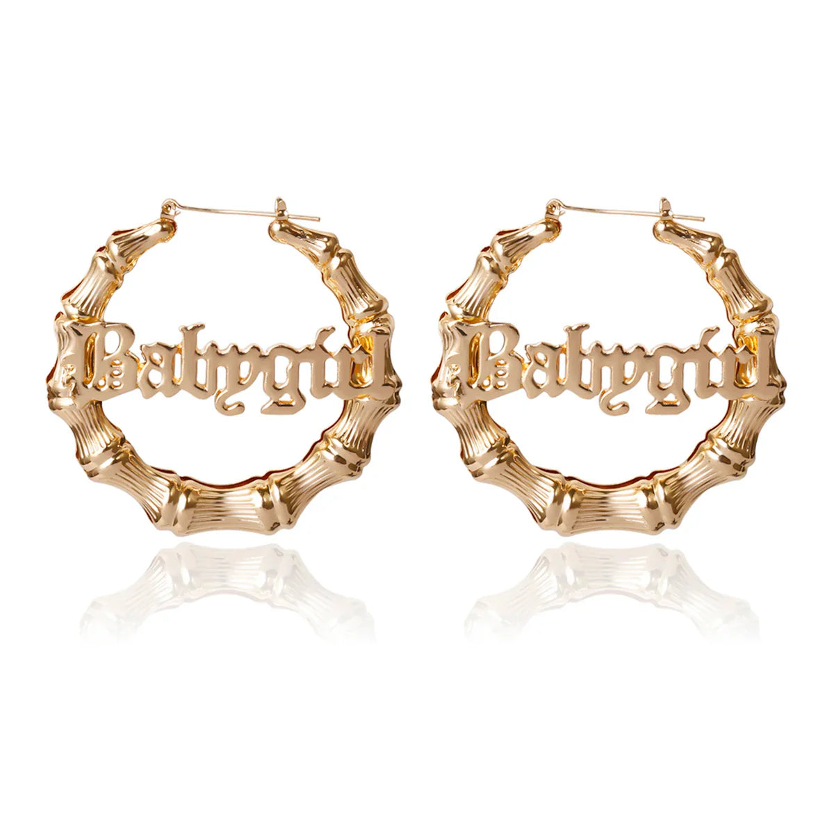 Women's bamboo "babygirl" hoop earrings