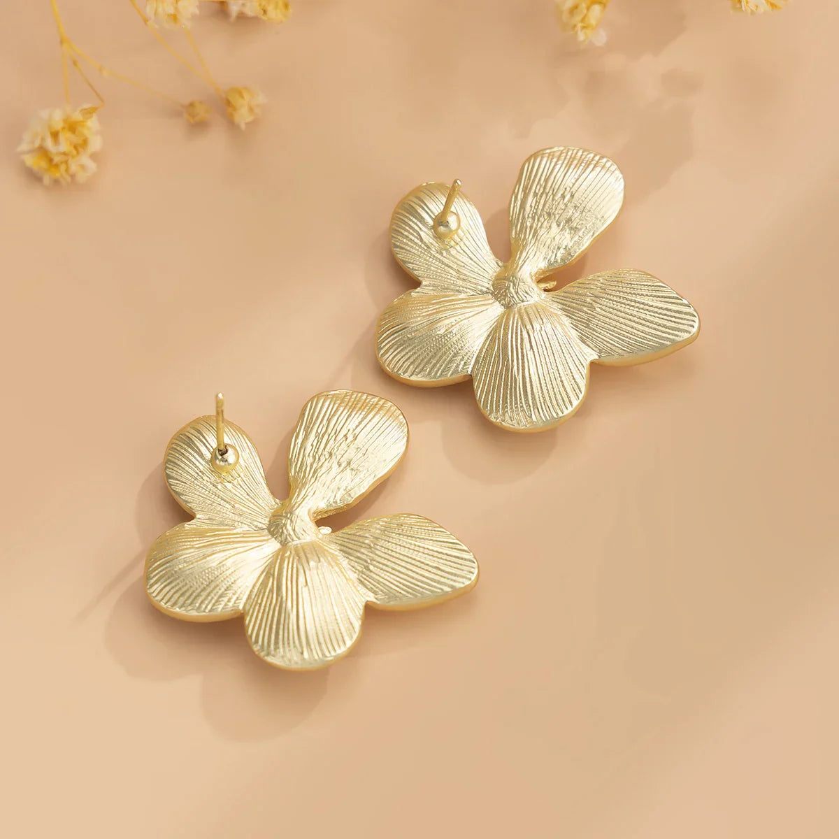 Women's Flower Earrings - Metal Floral Design - Elegant Statement Jewelry