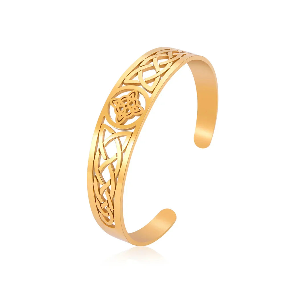 Paola - titanium steel hollow celtic knot open bracelet