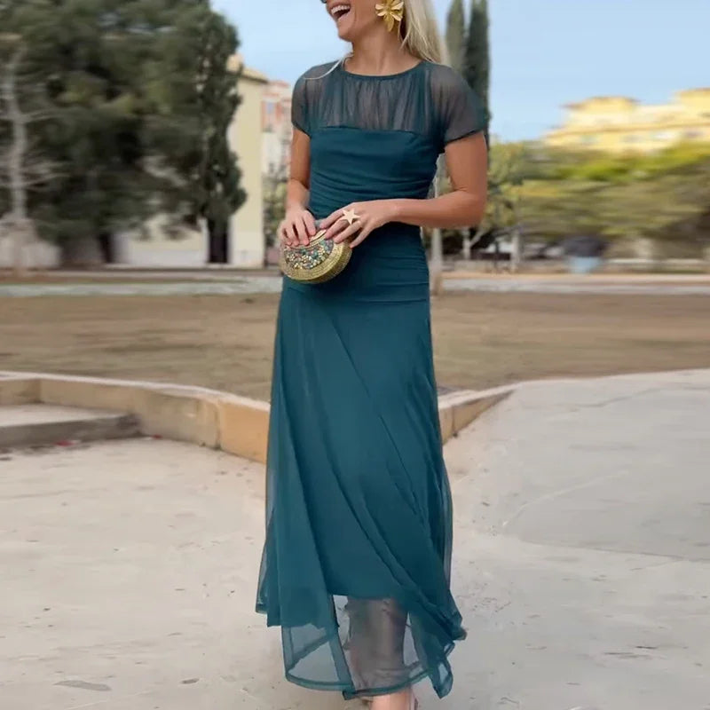 Twilight Mesh Maxi Dress – Bottle Green