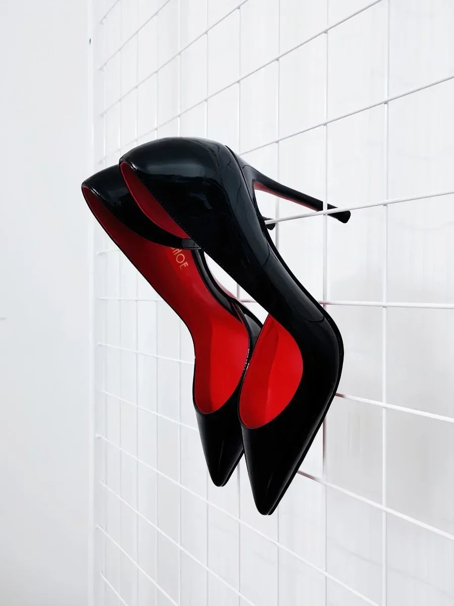 Ambern™ Noir Stiletto – Patent Elegance for the Bold Woman