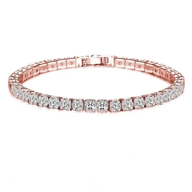 Ambern™ RoseGold Tennis Bracelet – Classic Sparkle in 925 Sterling Silver