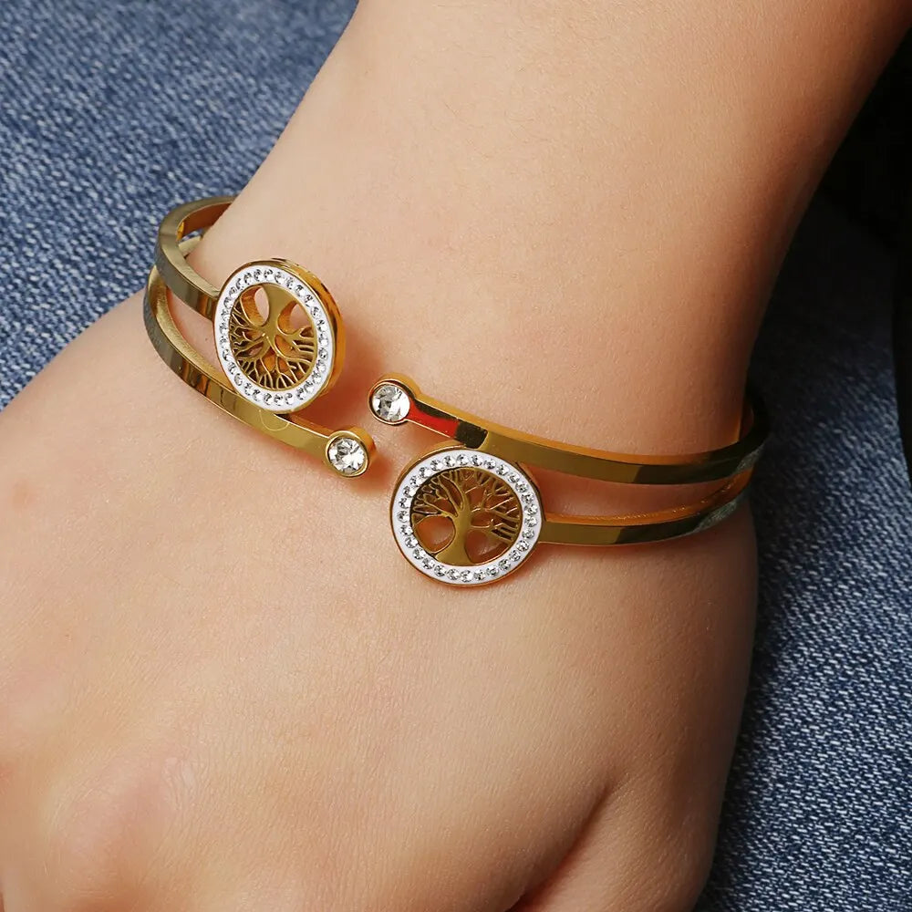 Ambern™ Tree of Life Open Bangle – Timeless Symbol, Modern Elegance