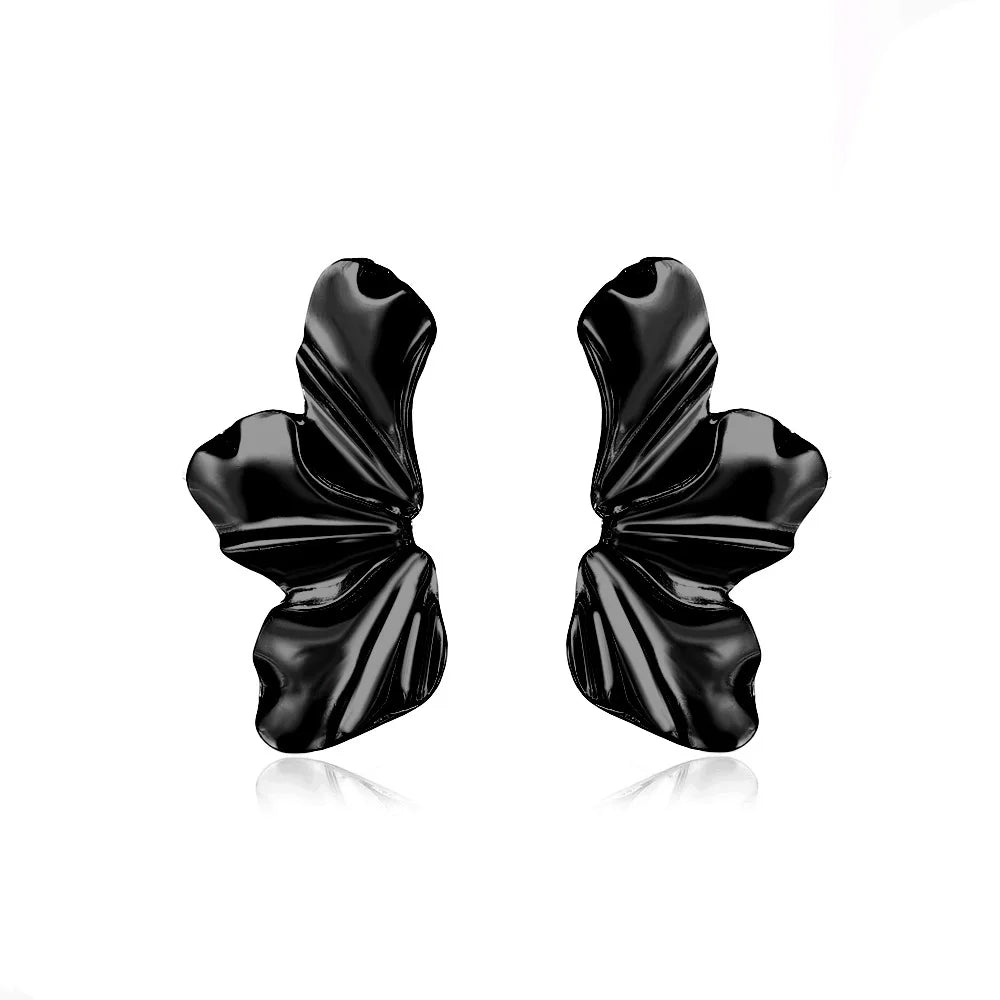 Women's metallic flower-shaped statement earrings