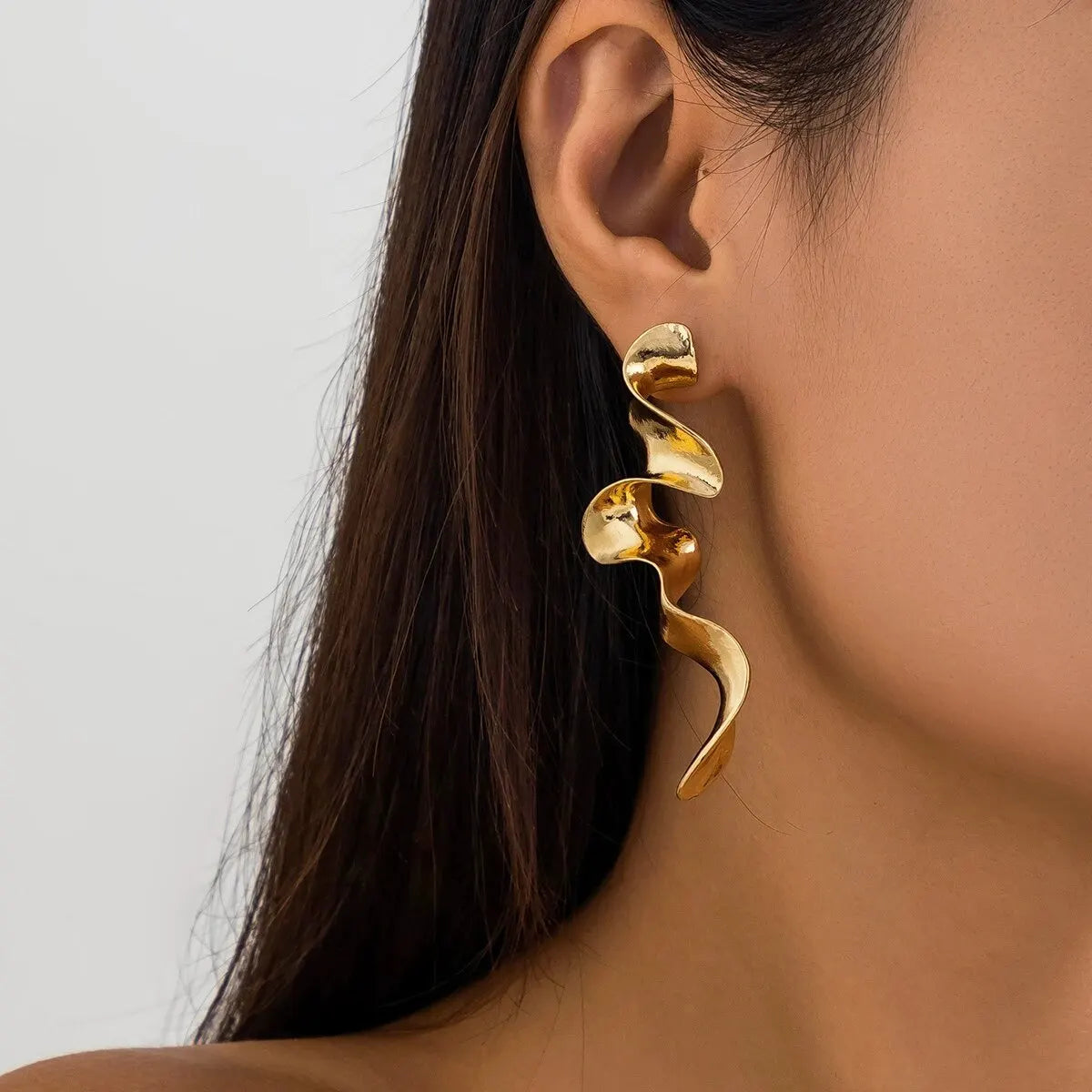 Stylish statement spiral drop earrings