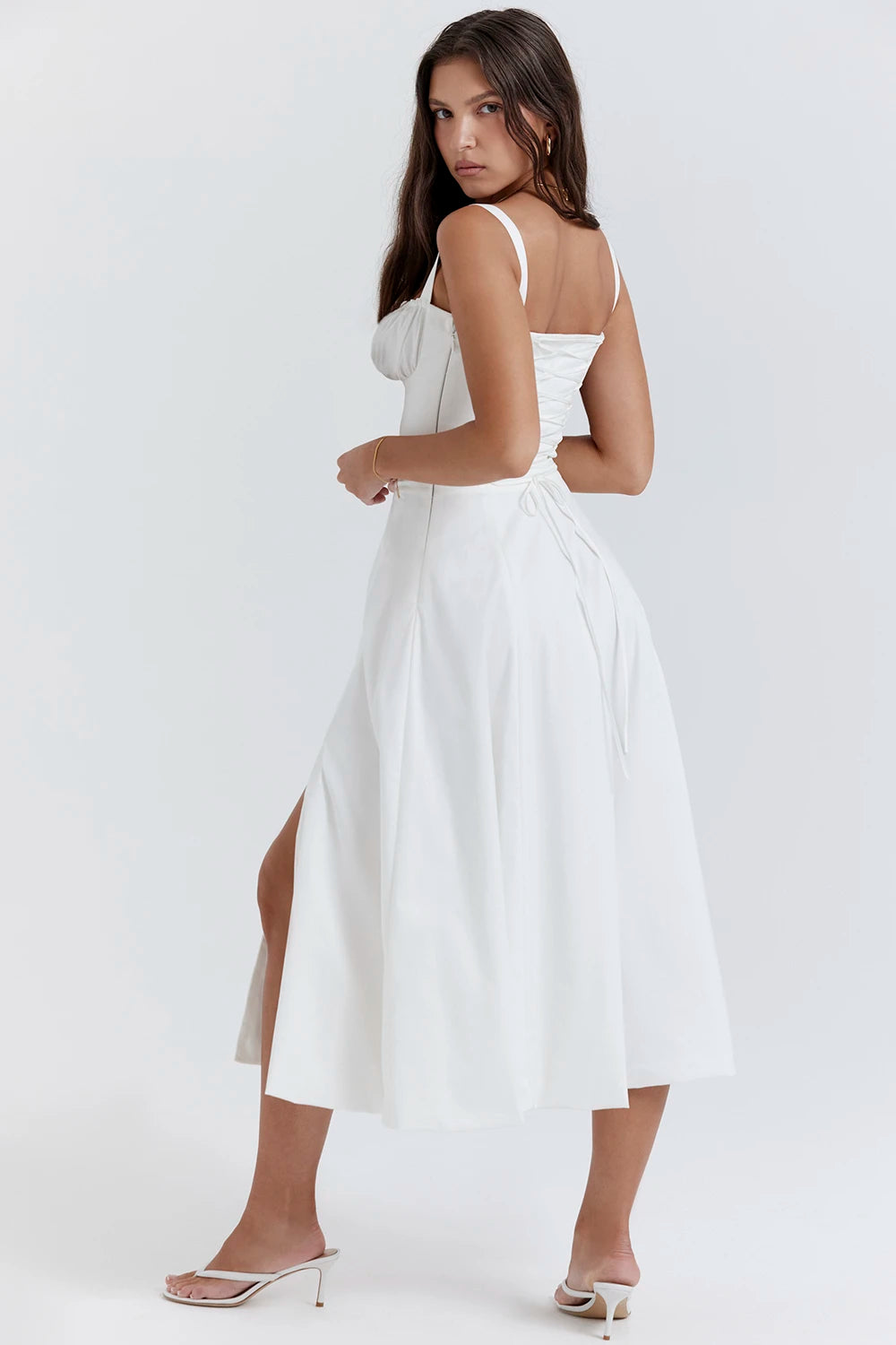 Linen Whisper Midi Dress – Soft Ivory
