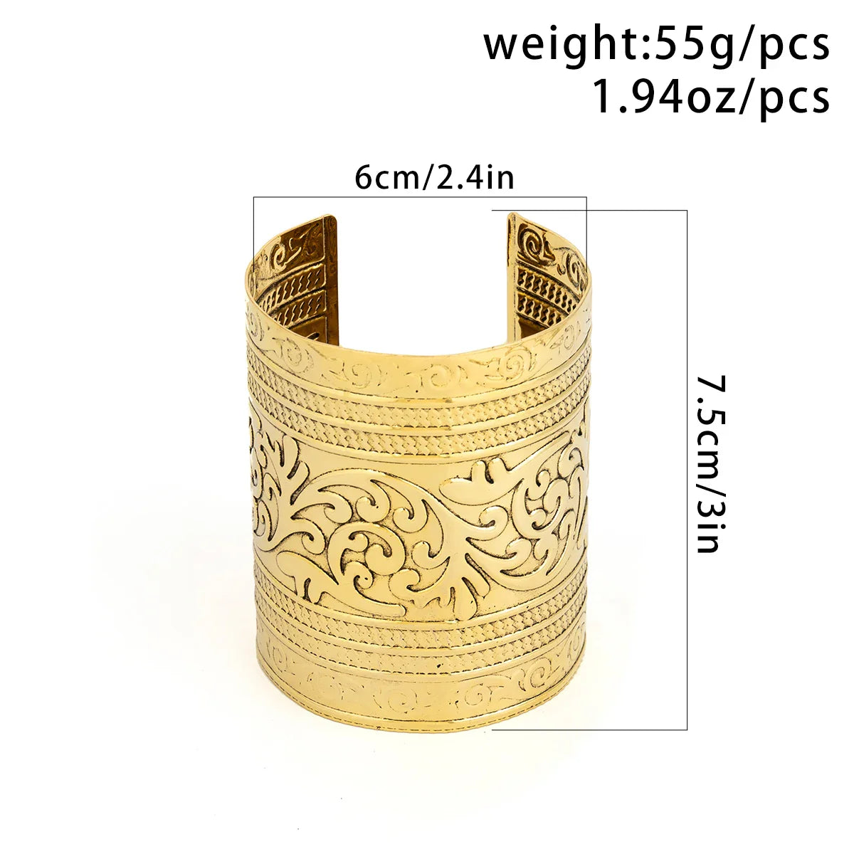 Women's punk carving patterns wide cuff bangles