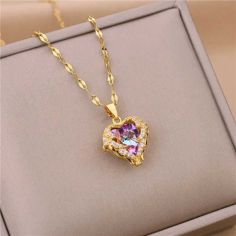 Ambern™ Ocean Heart Pendant – A Sparkle That Speaks From the Soul