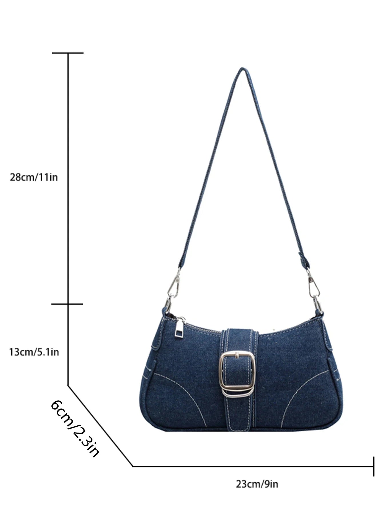Marjani - small denim buckle two-way bag