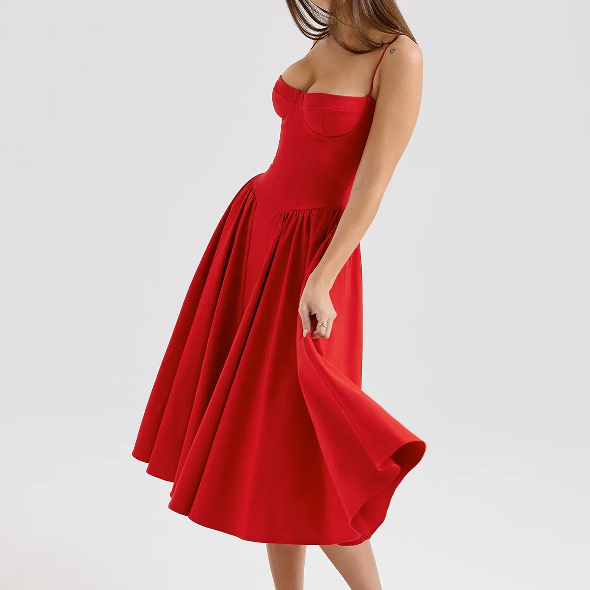 Spaghetti Strap A-Line Dress – Ruby Wine