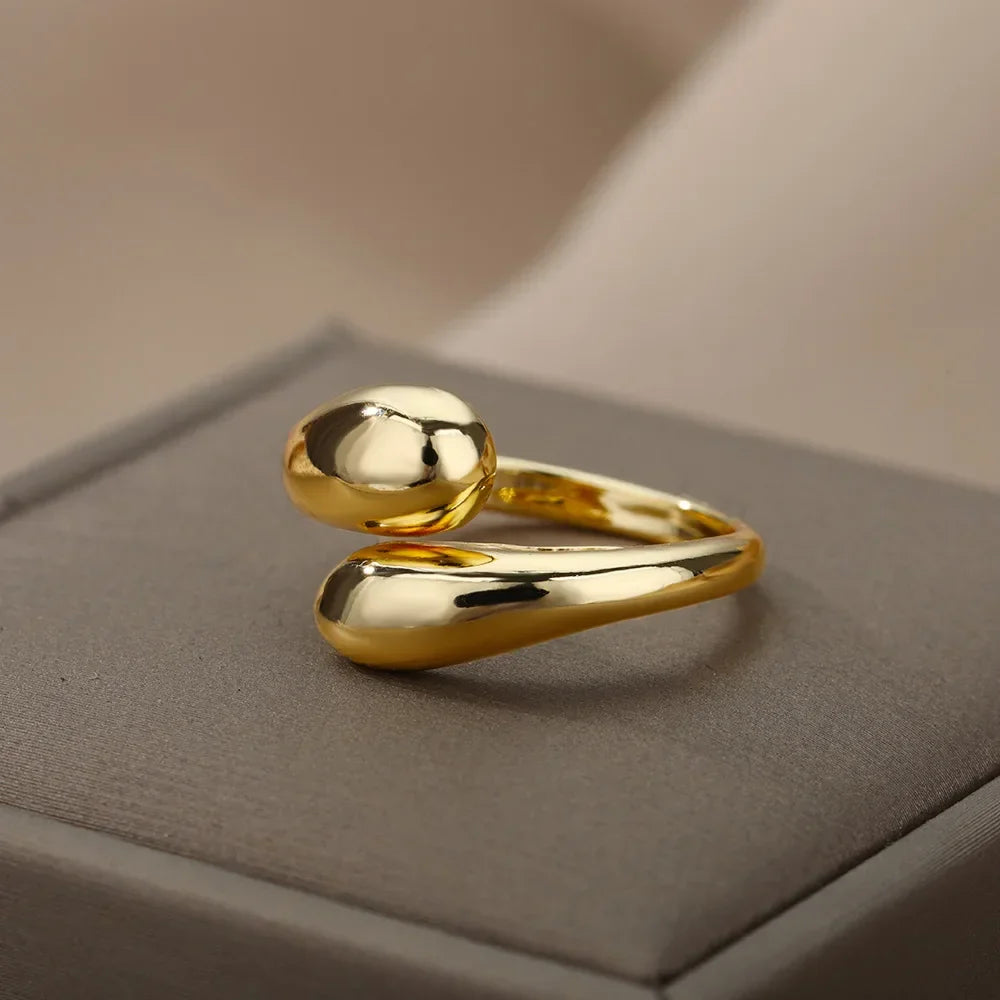 Malie - double ball beads stainless steel ring