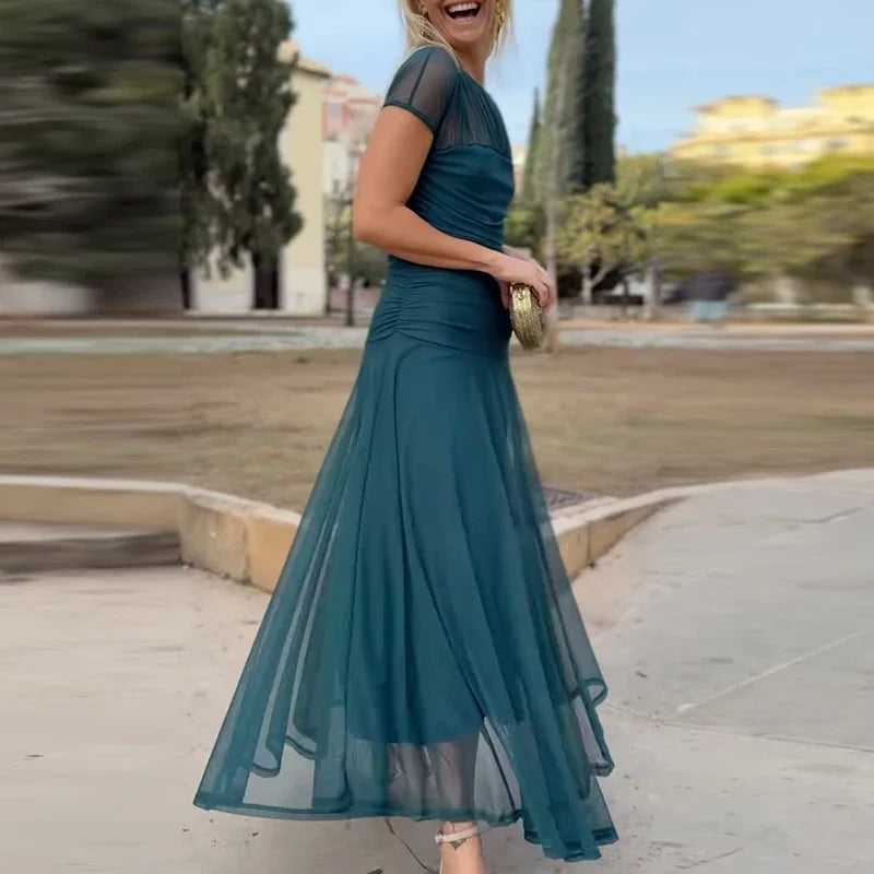 Twilight Mesh Maxi Dress – Bottle Green