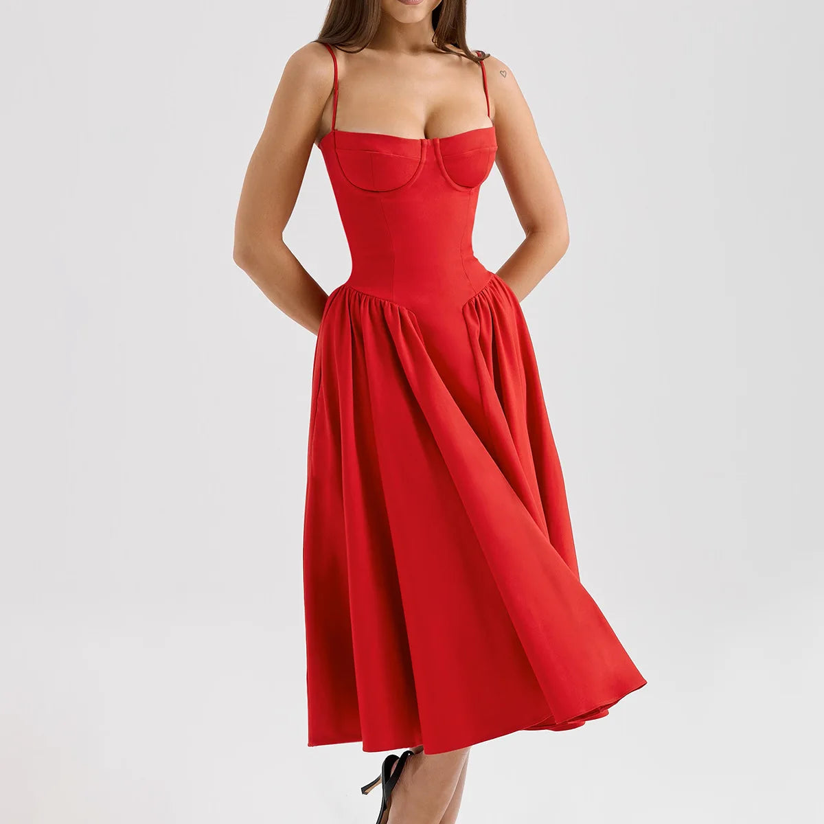 Spaghetti Strap A-Line Dress – Ruby Wine