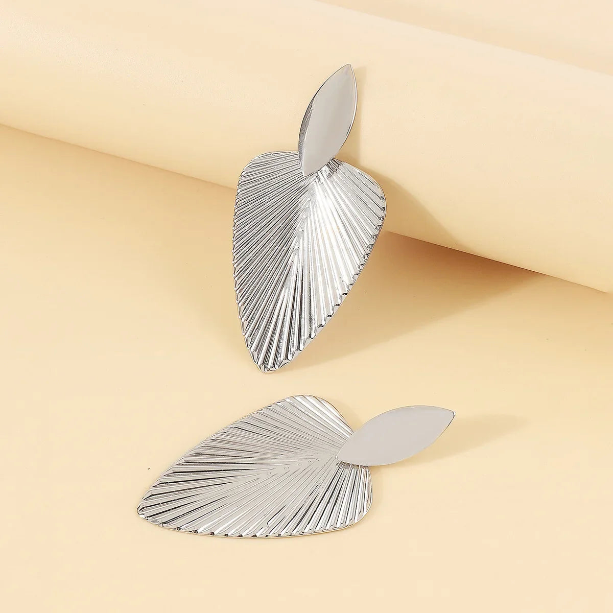 Textured leaf drop earrings