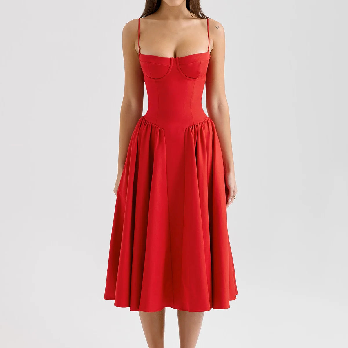 Spaghetti Strap A-Line Dress – Ruby Wine