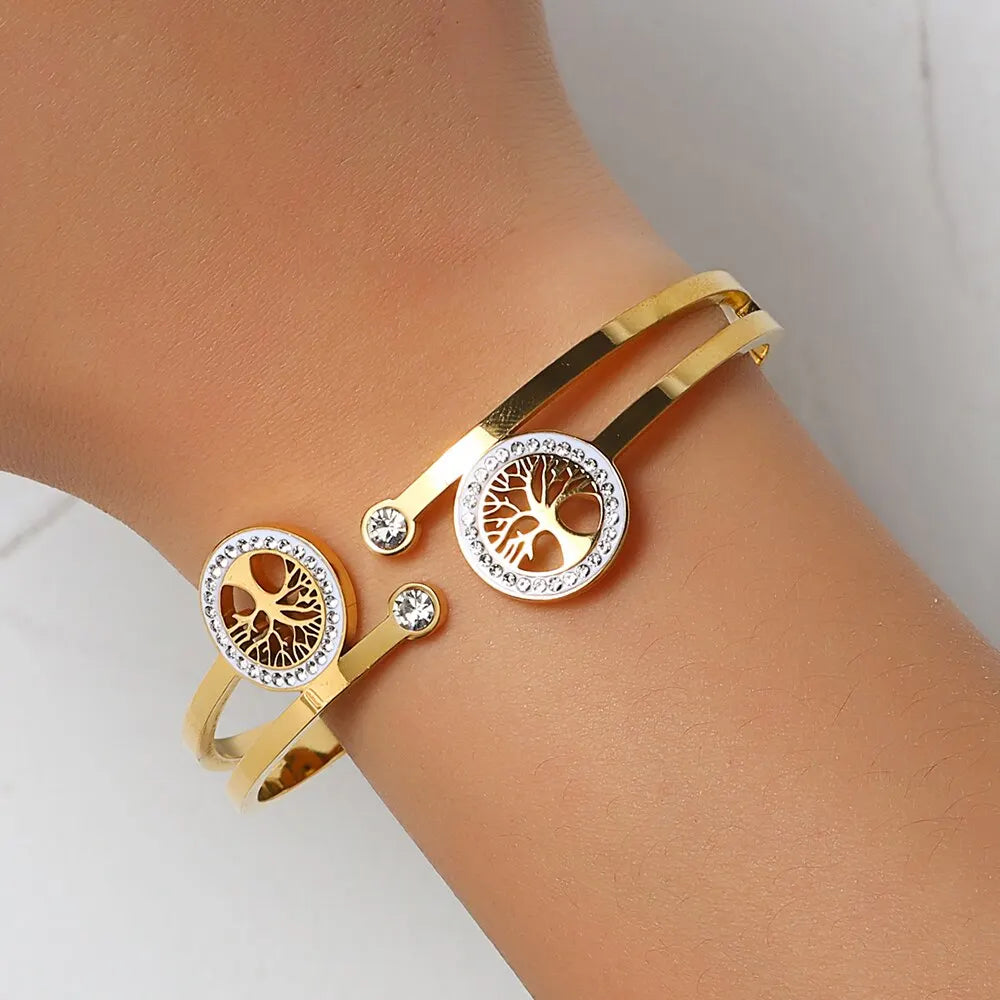 Ambern™ Tree of Life Open Bangle – Timeless Symbol, Modern Elegance