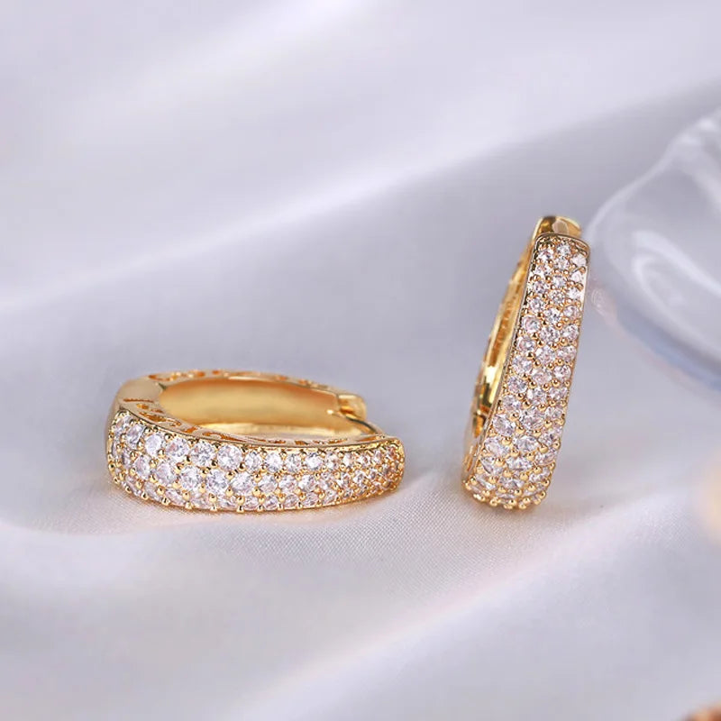 Moana - hollow out paved cz hoop gold earrings
