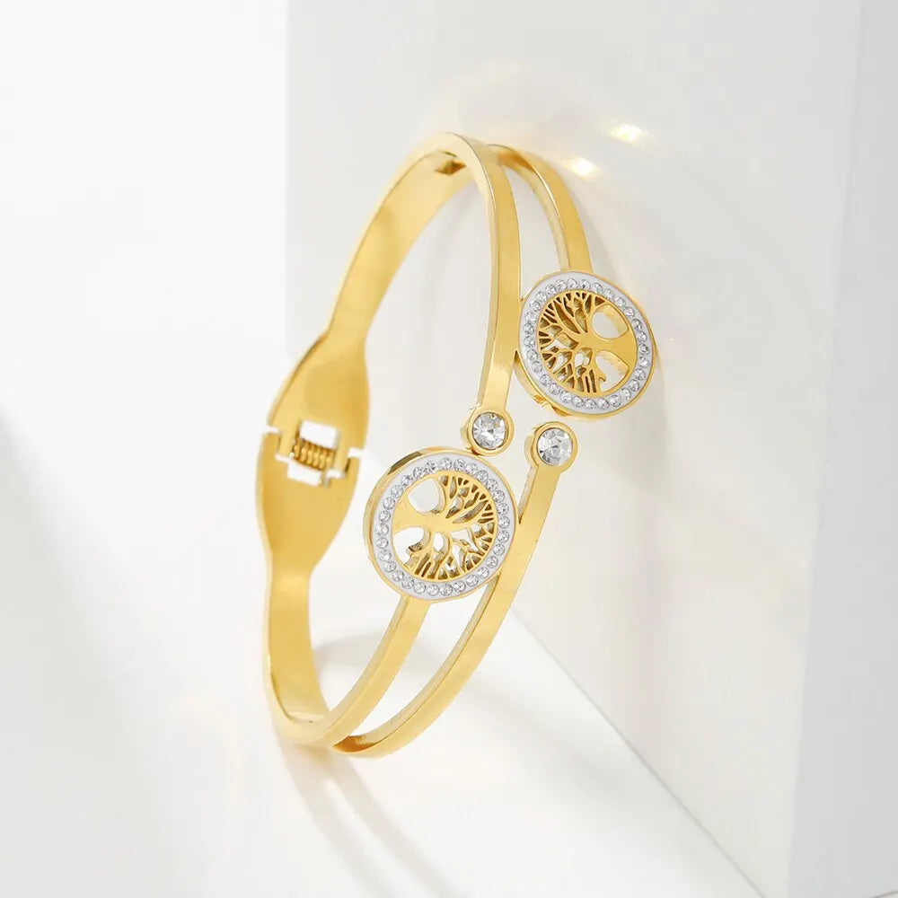 Ambern™ Tree of Life Open Bangle – Timeless Symbol, Modern Elegance