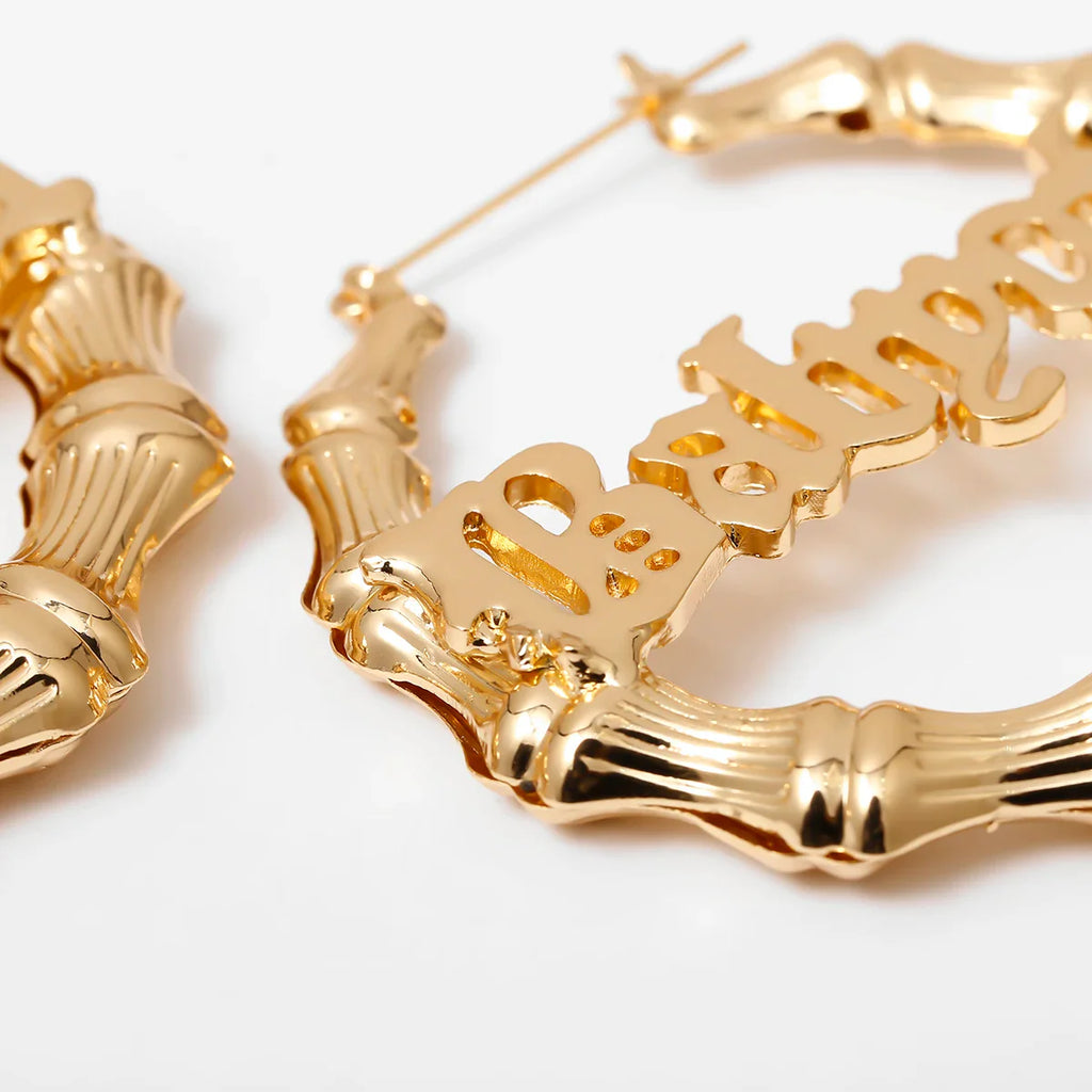 Women's bamboo "babygirl" hoop earrings